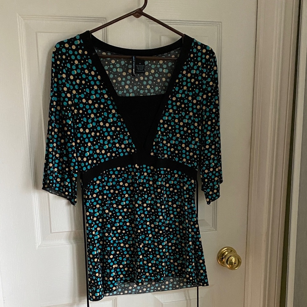 Saint Tropez West Black and Blue Polka Dot Blouse